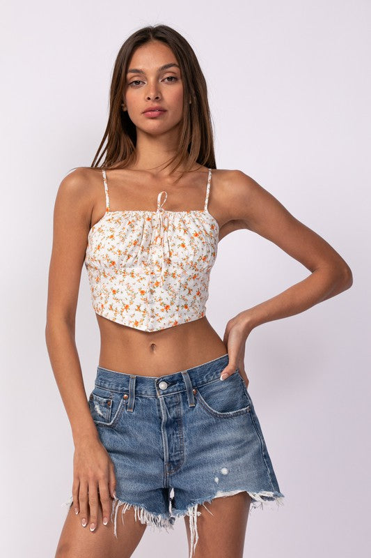 Ditsy Floral Button Top