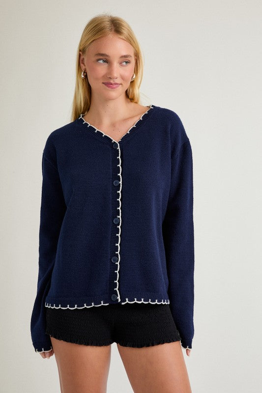 Scallop Trim Cardigan
