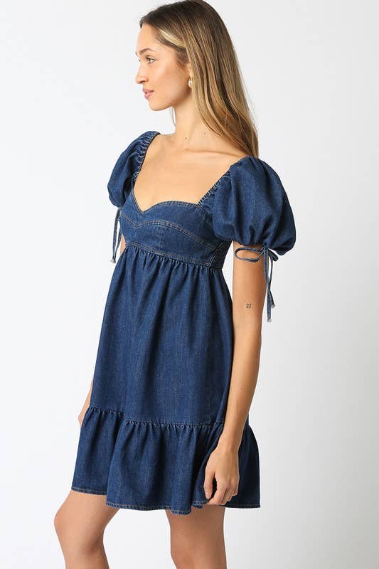 Denim Baby Doll Dress: Denim / S
