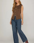 Sleeveless Front Button Knit Vest