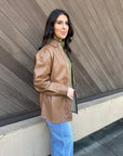 On My Mind Vegan Leather Jacket- Chestnut